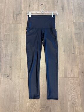 NWT Emily Hsu shiny navy leggings